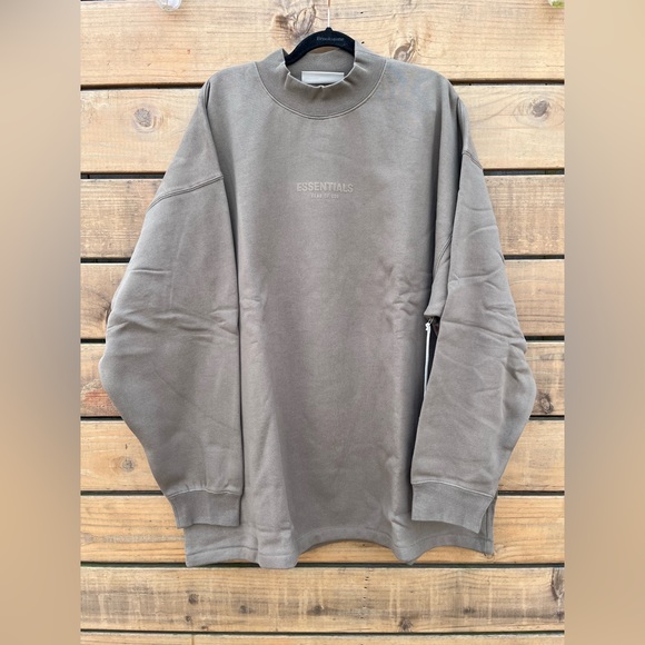 NWT Essentials Fear of God relaxed for crewneck sweatshirt, wood/brown size XXL - Picture 3 of 15